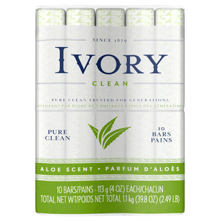 Aloe 10-Count: Bath Size Bars 4 Oz Packaging may Vary by Ivory – 40 Ounce (Pack of 1), Aloe, Model ch661-aloe