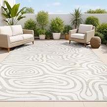JONATHAN Y Abstract Reversible Washable Indoor Outdoor Area Rug 5X8 Gray/Cream, Eryx Modern Bohemian Organic for Backyard, Patio, Porch, Easy-Cleaning, Pet-Friendly, Non-Shedding (SVH103A-5)
