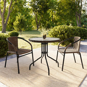 Flash Furniture Clear/Dark Brown / Table + 2 Chair / Contemporary Bistro Sets