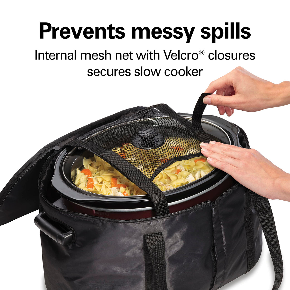 Insulated Portable Slow Cooker Travel Bag Carrying Case by Hamilton Beach – 8 Quarts, Nylon, Black, Model 33002