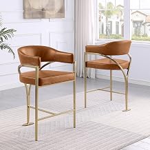 Leathaire Counter Stools with Gold Iron Chrome Base