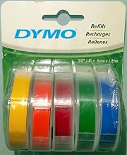 DYMO Model 728414 Assorted Glossy Finish Labeling Tapes, 3/8in. x 4ft., Pack Of 5