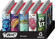 BIC Pocket Lighter, Special Edition Favorites Collection, Assorted Unique Lighter Designs, 50 Count Tray of Lighters