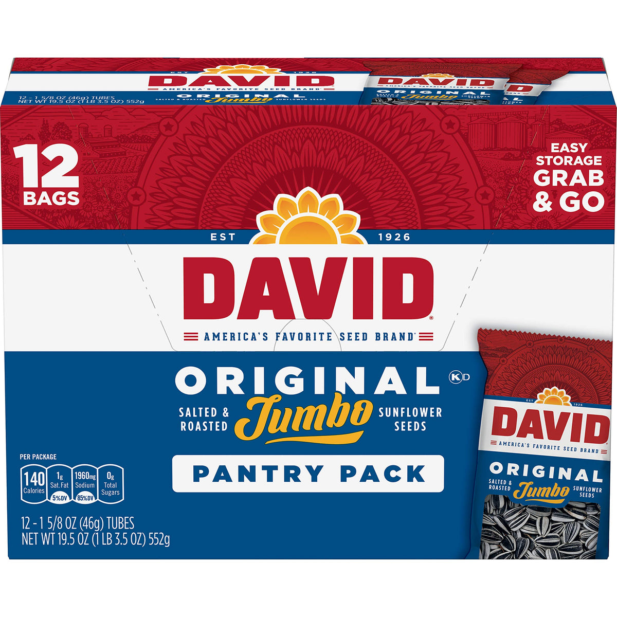 David Original / 1.65 Ounce (Pack of 12) / 12 Sunflower Seeds