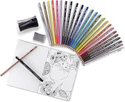 Prismacolor 1978739 Premier Pencils Adult Coloring Kit with Blender, Art Marker, Eraser, Sharpener & Booklet, 29 Piece