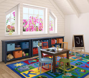 Learning Letter Sounds Childrens Rugs D Multicolor by Joy Carpets – 7'8" x 10'9" (Rectangular), Nylon, Multi Color, Model 1926D