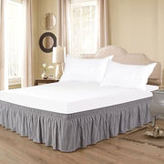 Bed Skirt - Three Sides Fabric Elastic Wrap Around Dust Ruffled Solid Bed Skirts Easy On/Easy Off 15 Inch Tailored Drop, Hotel Quality 100% Cotton 800 Thread Count, Silver King Size