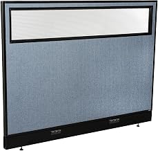 Global Industrial 60-1/4"W x 46" H Electric Office Partition Panel with Partial Window, Blue
