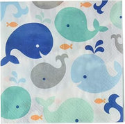 Creative Converting Blue Whale Lunch Luncheon Napkins, 6.5" x 6.5"