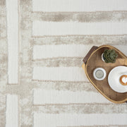 Beige Area Rug - 4' x 6' - Living Room & Bedroom - Abstract Stripe Design - Indoor Use - Easy to Clean by Abani – 4' x 6', Polypropylene, Beige