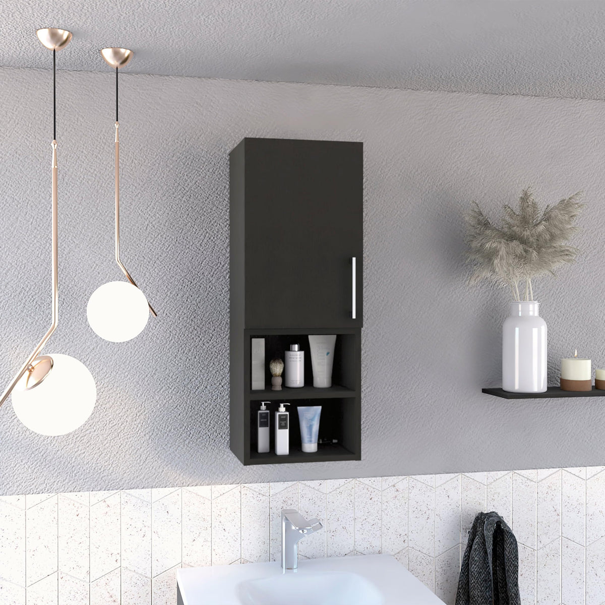 Madrid Medicine Cabinet by Tuhome – Small, Engineered Wood, Black, Model MLW7949