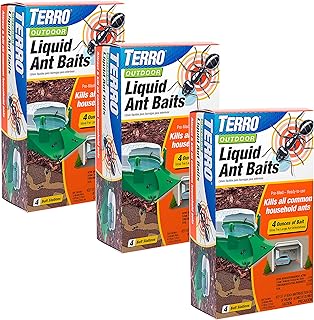 TERRO Outdoor Liquid Ant Bait Stations, 12-Pack | Ready-to-Use Ant Killer Traps, Kills Common Household Ants Including Acrobat, Crazy, Ghost and Little Black Ants, T1804-3SR