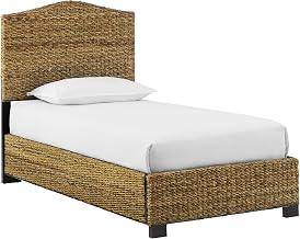 Crosley Furniture Serena Twin Size Bed, Handwoven Natural Fiber Rattan Headboard and Footboard Set, Banana Leaf