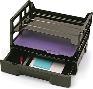 Officemate Recycled Drawer with Two Letter Trays, Black (26094)