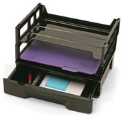 Recycled Drawer with Two Letter Trays by Officemate – Black, Model 26094