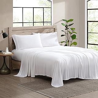 1888 Mills Full 4 Piece Sheet Set, Premium Cotton Tencel Luxury Hotel Bed Sheets for Men & Women – Breathable, Cooling, Deep Pockets, Bedding Sheets and Pillowcases, Full, Bright White