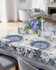 Hioasis Plastic Dinner Plates, 60 Piece Set for 30 People, White and Blue