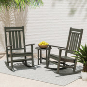 Estate 3-Piece Rocking Chair Set by Polywood – High Density Polyethylene, Black, Model PWS471-1-BL