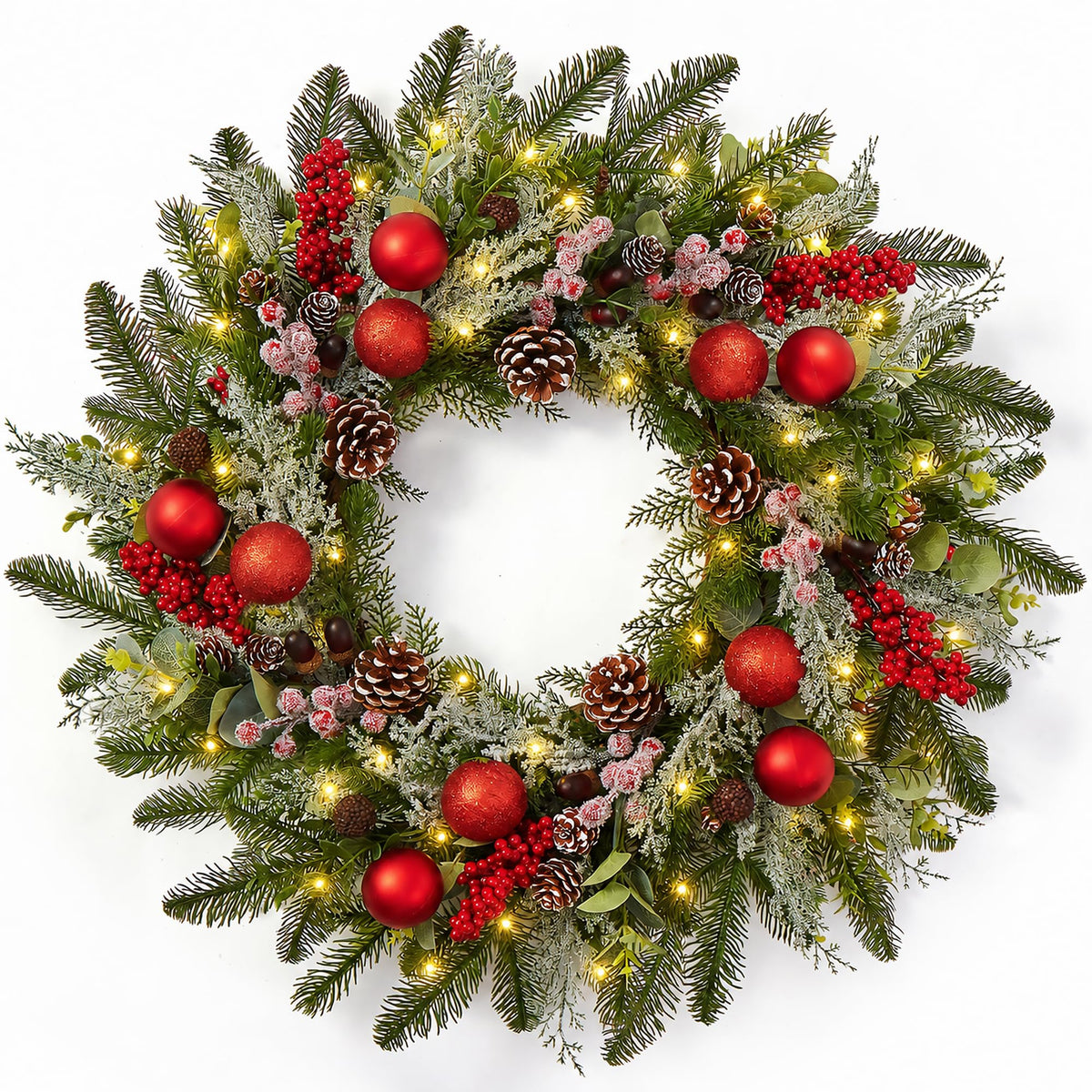Worthyeah Pine Artificial Christmas Wreath, 24 Inch, Christmas