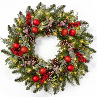 Worthyeah Pine Artificial Christmas Wreath, 24 Inch, Christmas