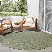 Nourison Home Horizon Indoor/Outdoor Green 8' x Round Area Rug - Easy Clean, Non Shedding, Bed Room, Living Room, Dining Room, Kitchen (8' x Round)