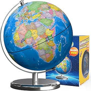 Waldauge 9 Inch Illuminated World Globe, LED Constellation | Heavy Metal Base, Plug-in E14 LED Light, 88 Constellations, Kids Learning Tool, Desk & Classroom Decor