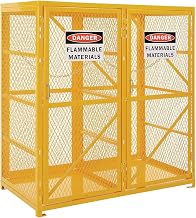 Global Industrial Vertical Cylinder Storage Cabinet, Double Door, Yellow