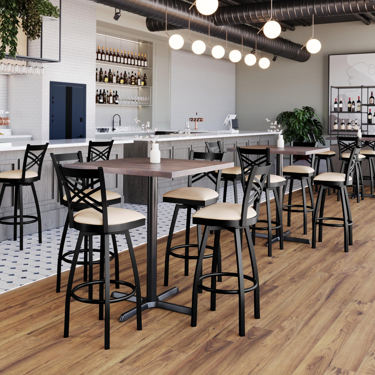 Flash Furniture Tan Vinyl Seat/Black Metal Frame / Set of 1 / Traditional Barstools