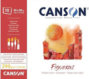 Canson Figueras, Oil Paper, Imitation Grain Linen, 290gsm, Long Side Glued Pad, 40 x 50 cm, White, 10 Sheets