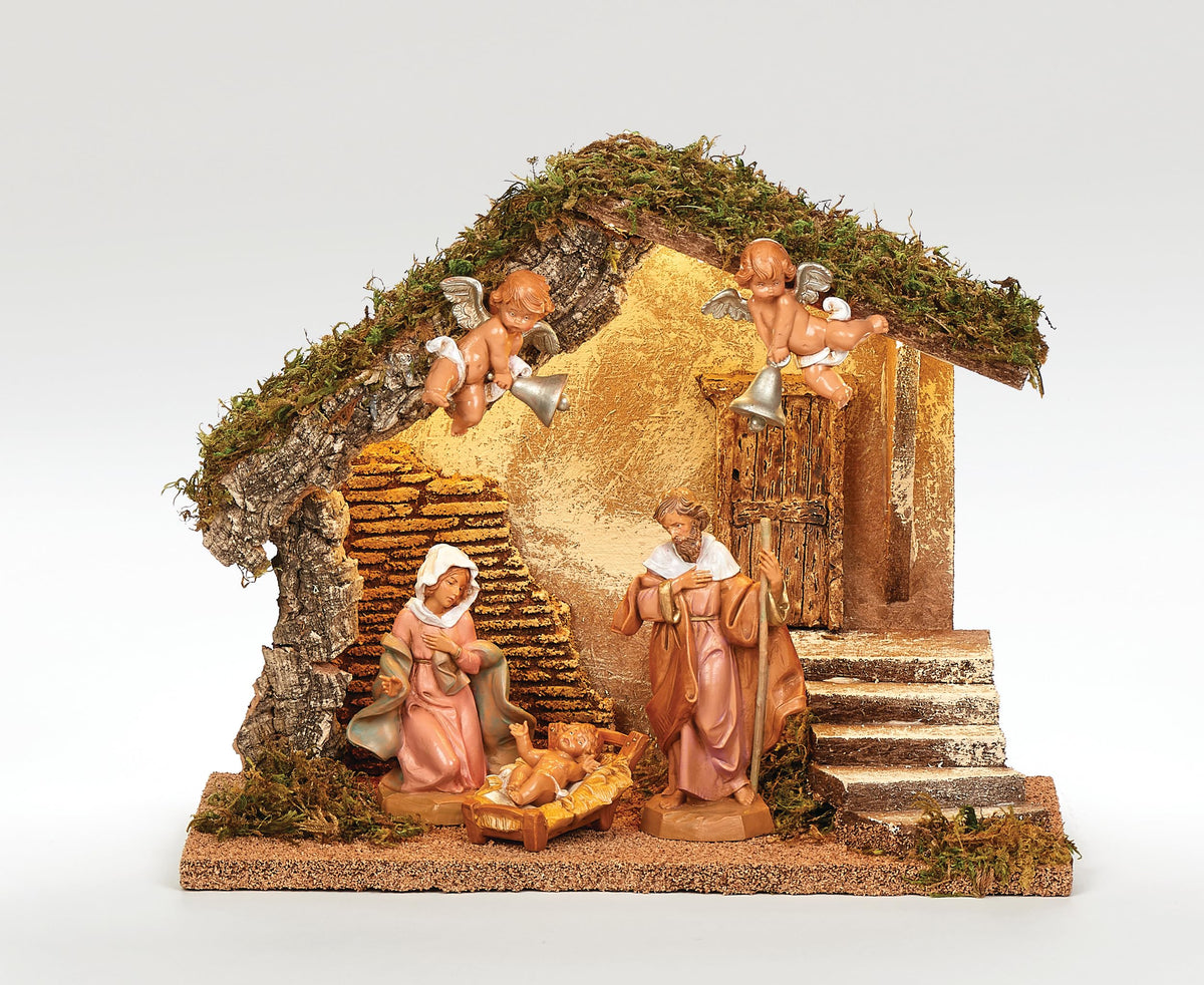 by Roman 5pc Lighted Wedding Nativity Set by Fontanini – Natural Wood, Moss, Bark, Polymer, Multicolor, Pack of 5, Model 54420