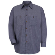 Red Kap 3X-Large Tall / Blue/Charcoal / Micro-check Uniform Shirt, Regular Fit, Long Sleeve Tops