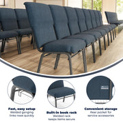 21 in Wide Church Chair by Flash Furniture – Set of 1, Textile, Navy Fabric/Silver Vein Frame, Model EPCHT-101