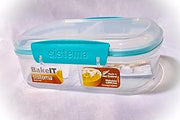 Sistema Bake It Food Storage for Baking Ingredients (Aqua, Split Toppings Container- 2.6 Cups)