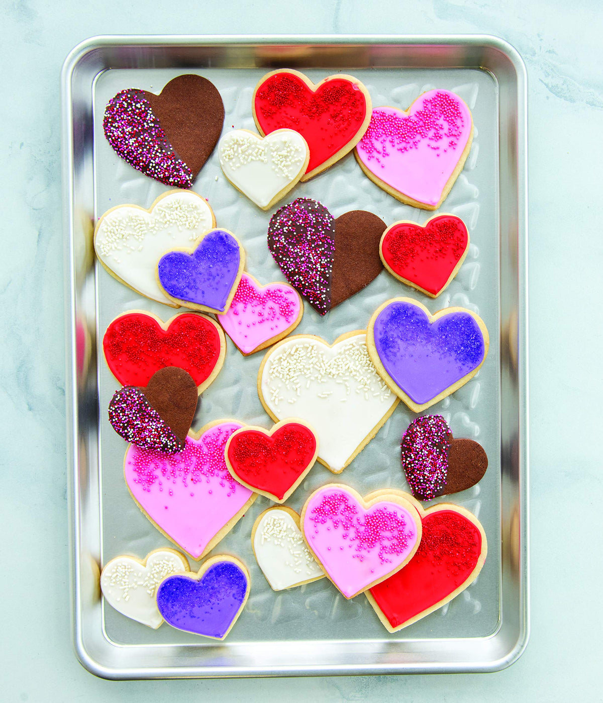 Nordic Ware Embossed Heart / Half Sheet / Silver Baking & Cookie Sheets