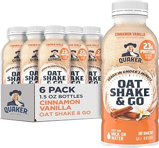 Quaker Oat Shake & Go, Cinnamon Vanilla, 1.5 oz Bottles, 6 Pack