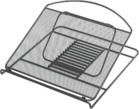 Safco 2161BL Onyx Mesh Adjustable Ventilated Tabletop Laptop Stand, Ergonomic Lift Stand' Black