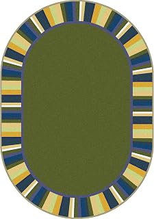 Joy Carpets Kid Essentials Clean Green Rug, Bold, 10'9" x 13'2" Oval
