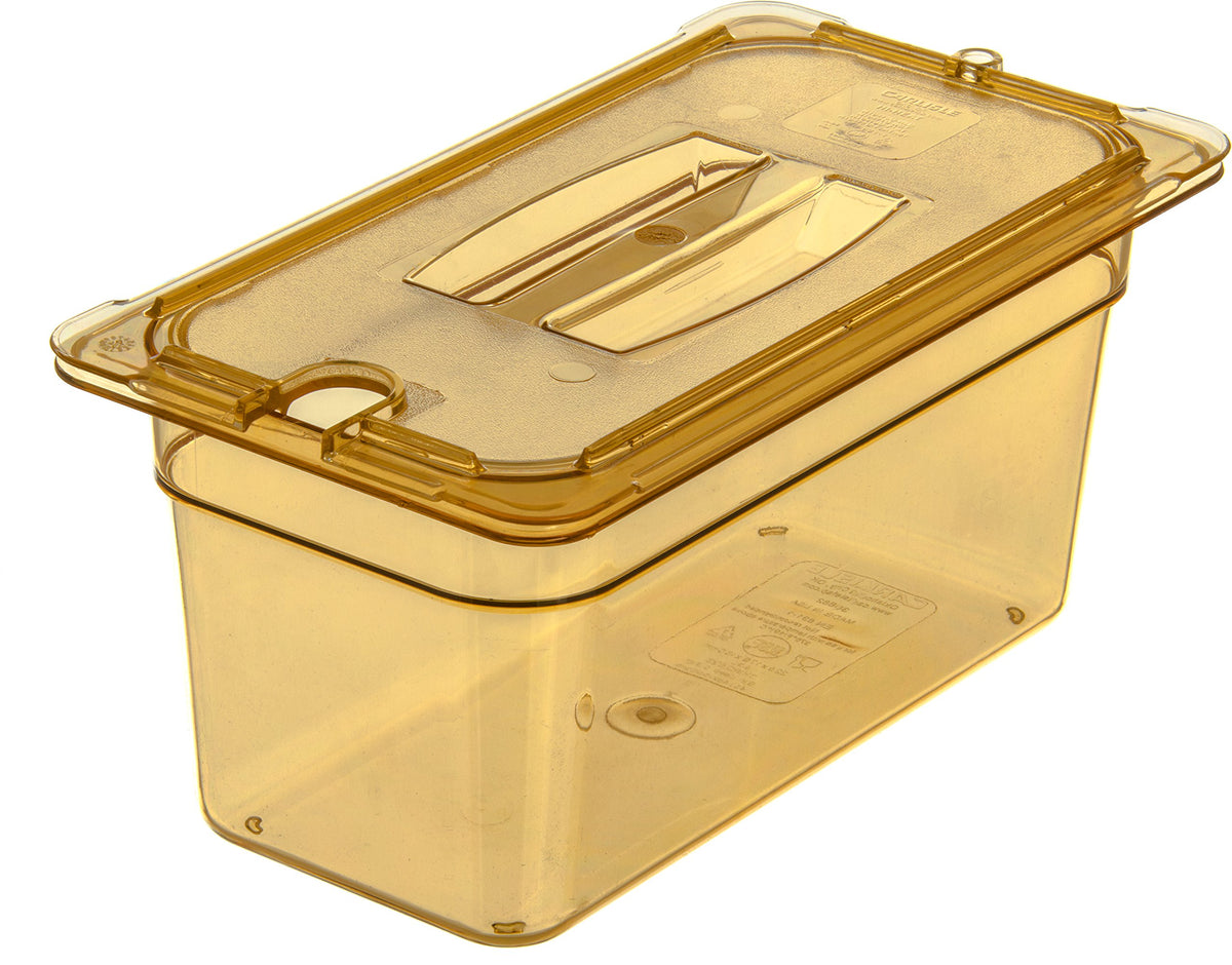Carlisle FoodService Products Third Size 1 pack / Amber / Handled Notched Lid Storage & Transport