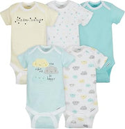 Gerber Baby 5 Pack Onesies, Clouds, 3-6