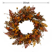 WreathDream Fall Wreath, 20 Inch Oak Leaves with Acorns and Pine Cones, Brown Oak Leaves