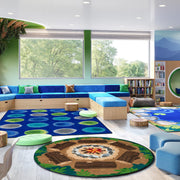 Campfire Fun 5'4" Round Area Rug in Color Multi by Joy Carpets – 5'4" (Round), Nylon, Multi Color, Model 2015H