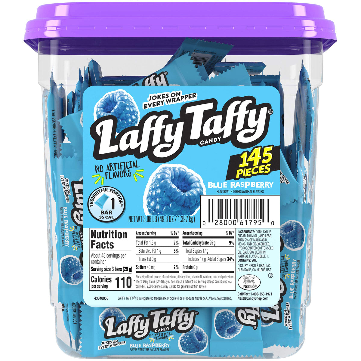 Candy Blue Raspberry and Banana Flavors by Laffy Taffy – 145 Count (Pack of 1), Blue