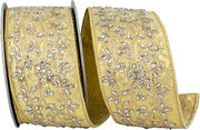 Reliant Ribbon Jeweled Vines Metallic Deluxe Wired Edge Ribbon, Gold