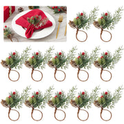 Aptywow Christmas Napkin Rings, Set of 12, Green