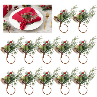 Aptywow Christmas Napkin Rings, Set of 12, Green