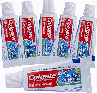 Colgate Kids Cavity Protection Fluoride Toothpaste, 6 Pack, Bubble Fruit Flavor, Children's Toothpaste, for Ages 2+, Sugar Free, No Artificial Preservatives, Travel Size 0.85 oz Each