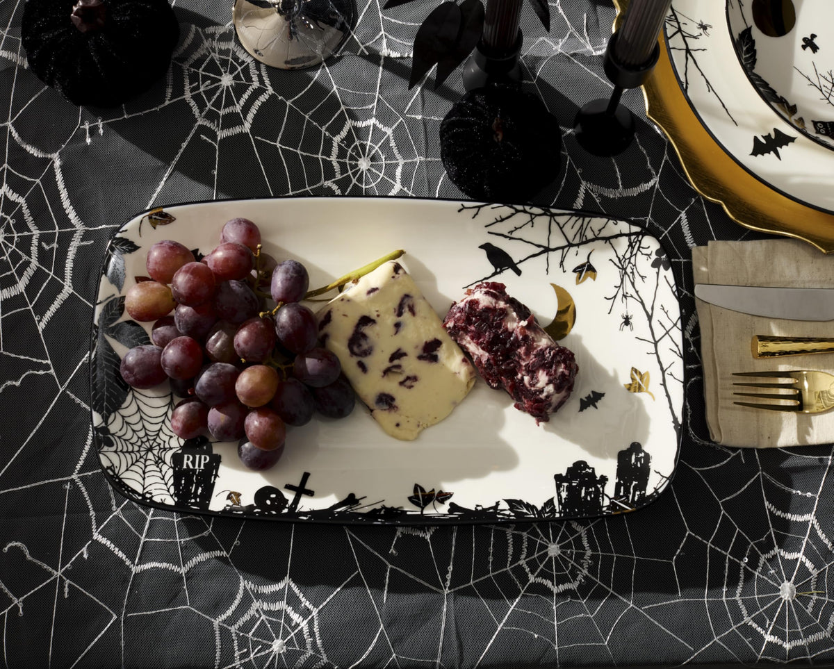 Haunted Halloween Hors Doeuvres Tray by Lenox – 14" x 8" x 1", Porcelain, Multicolor, Model 899022