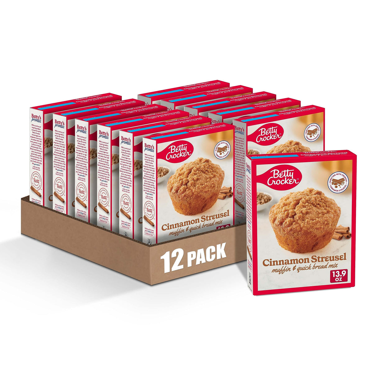 Betty Crocker Cinnamon Streusel / 13.9 Ounce (Pack of 12) / 12 Muffins & Quickbreads