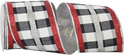 Reliant Ribbon Gingham Check Deluxe Dupione Glitter Tri-stripes Wired Edge Ribbon, 4 Inch X 5 Yards, Multi