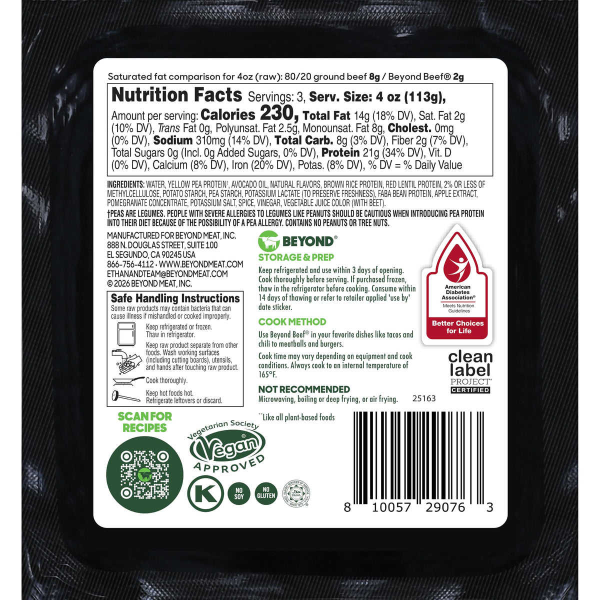 Beyond Beef Plant Based Ground Brick by BEYOND MEAT – 12 Ounce, Brown